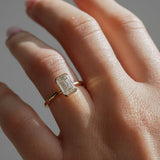 1.5 CT Emerald Shaped Half Bezel Lab Grown Diamond Engagement Ring