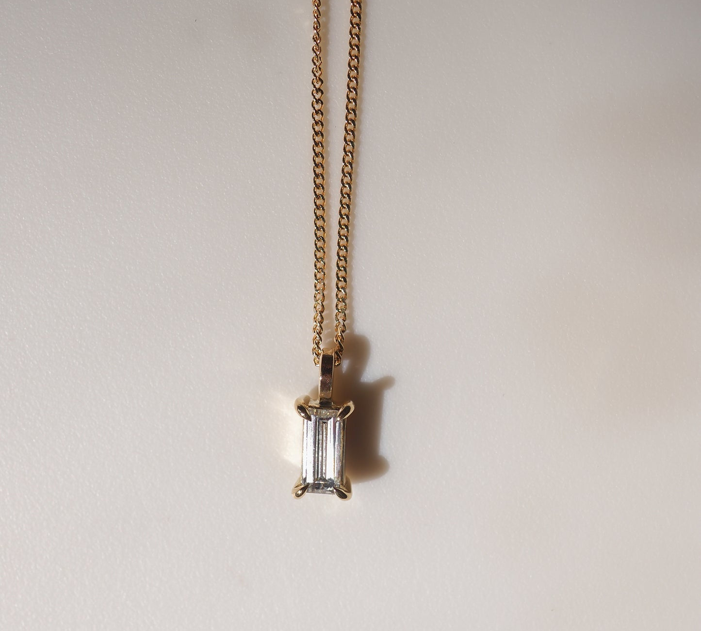 0.5 CT Baguette Cut Solitaire Moissanite Necklace