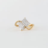 2.65 TCW Emerald & Pear Lab Grown Diamond Two Stone Engagement Ring