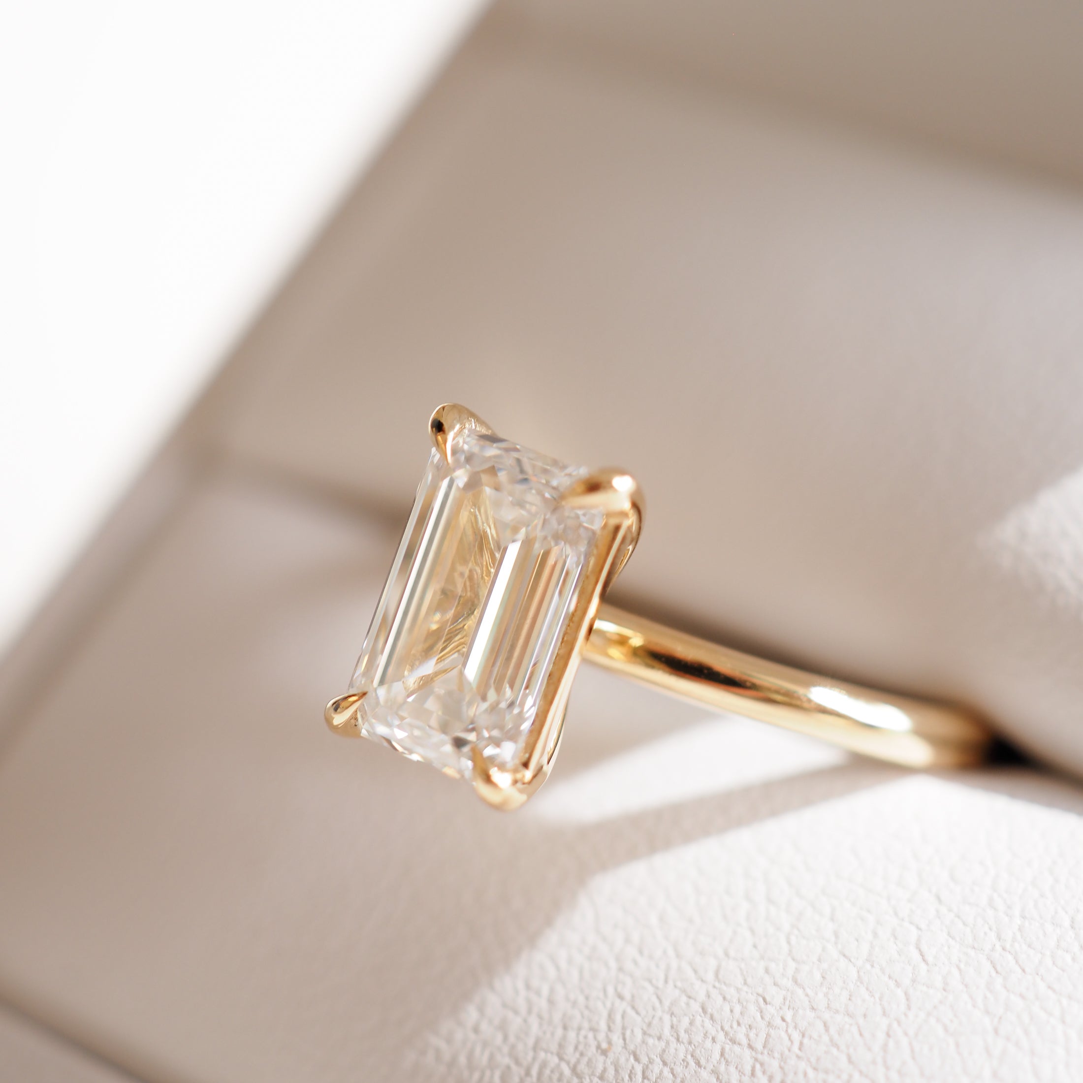 1.5 CT Emerald Solitaire Moissanite Engagement Ring