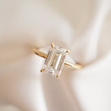 1.5 CT Emerald Solitaire Moissanite Engagement Ring