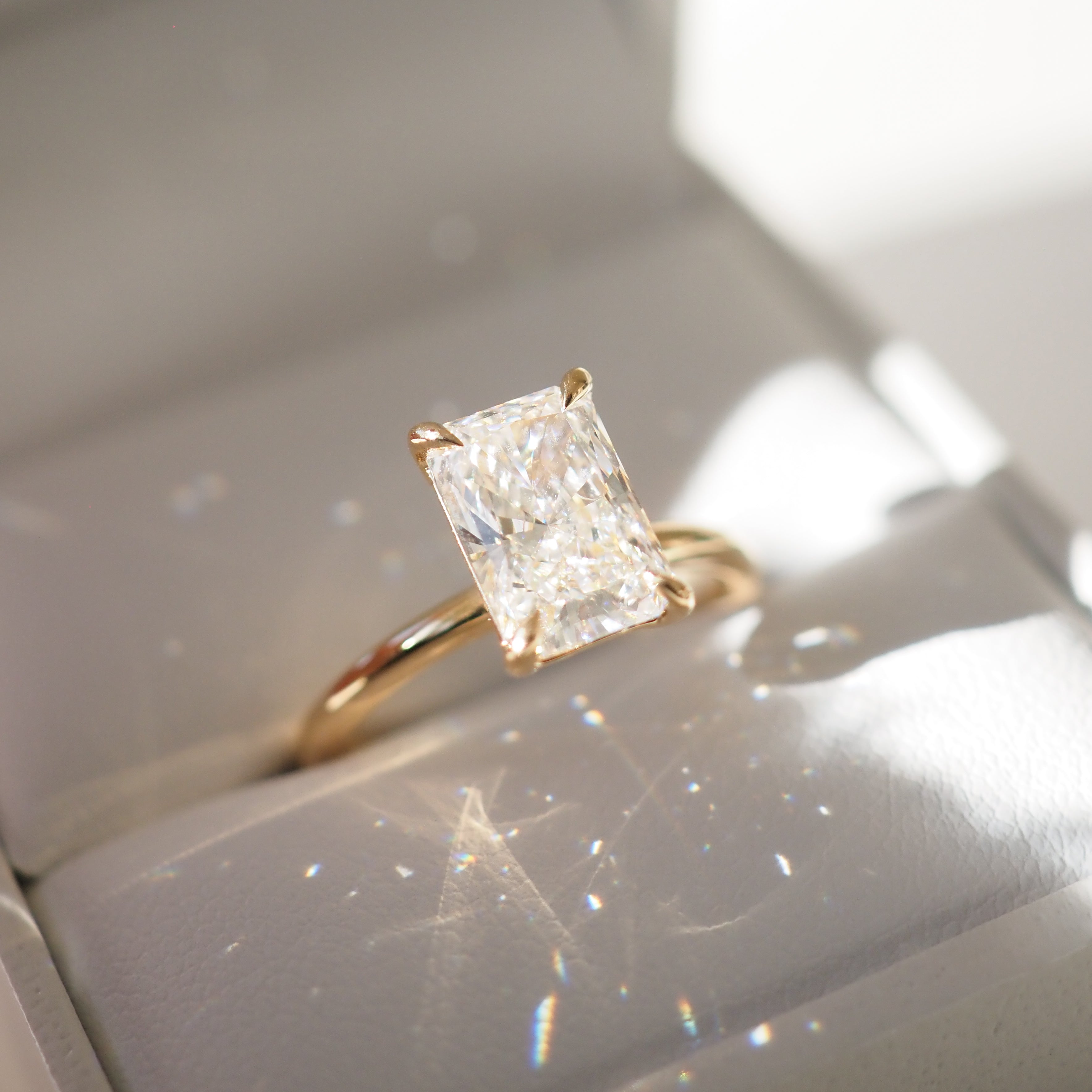 1.5 CT Radiant Solitaire Moissanite Engagement Ring