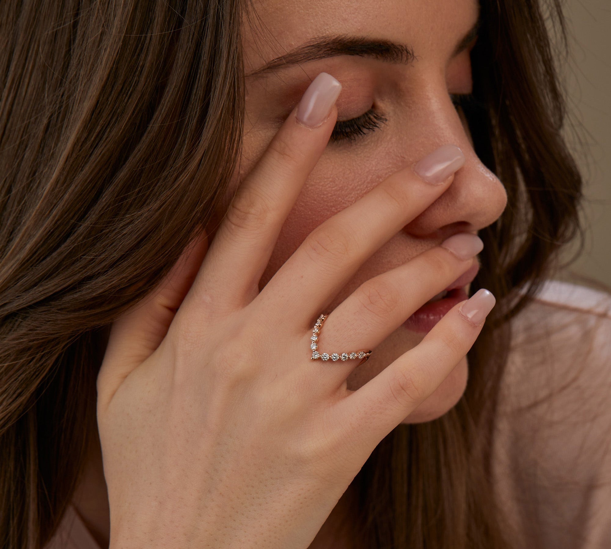 0.58 CT Round Chevron Lab Grown Diamond Wedding Band