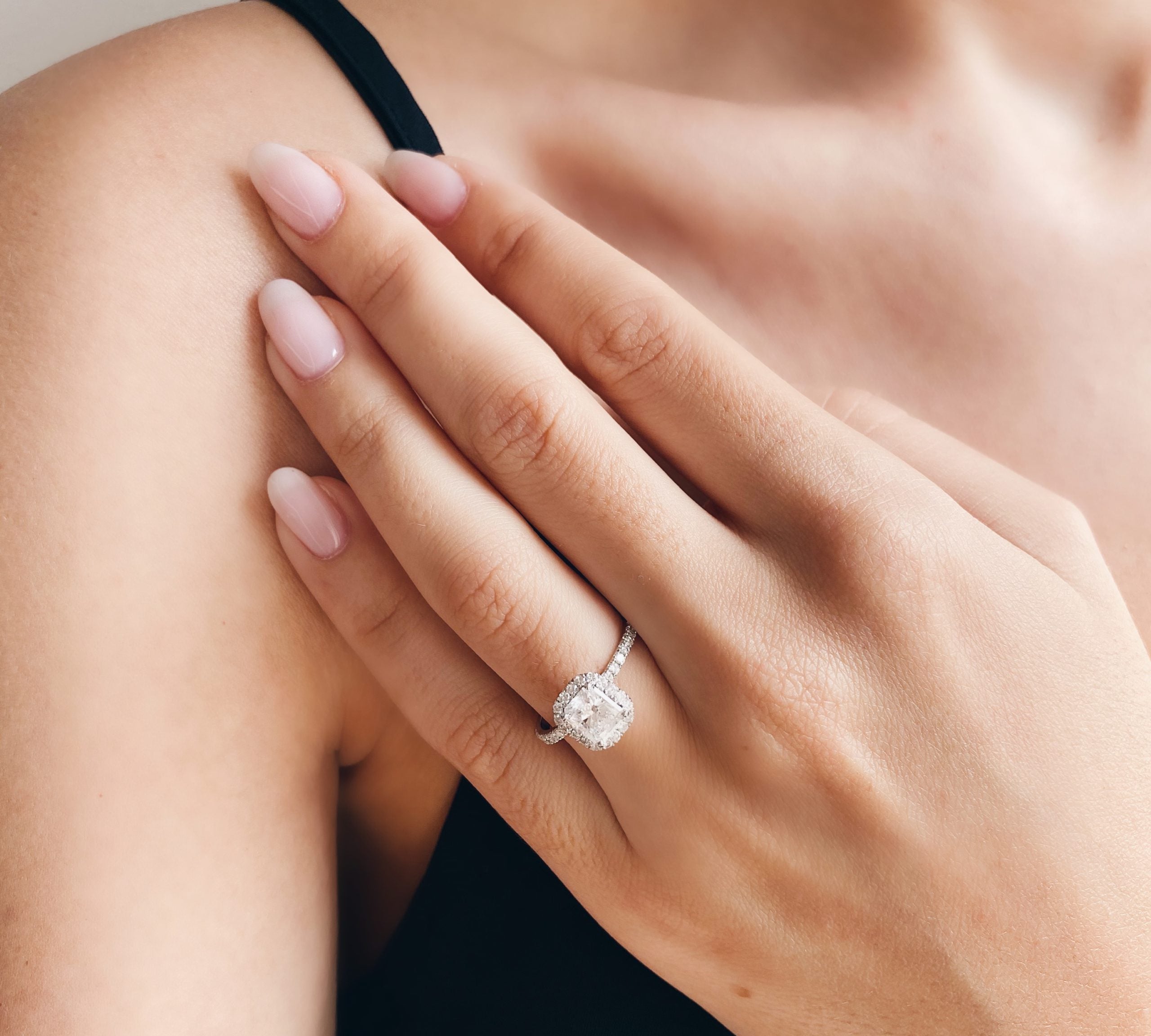 Radiant Halo & Pave Lab Grown Diamond Engagement Ring