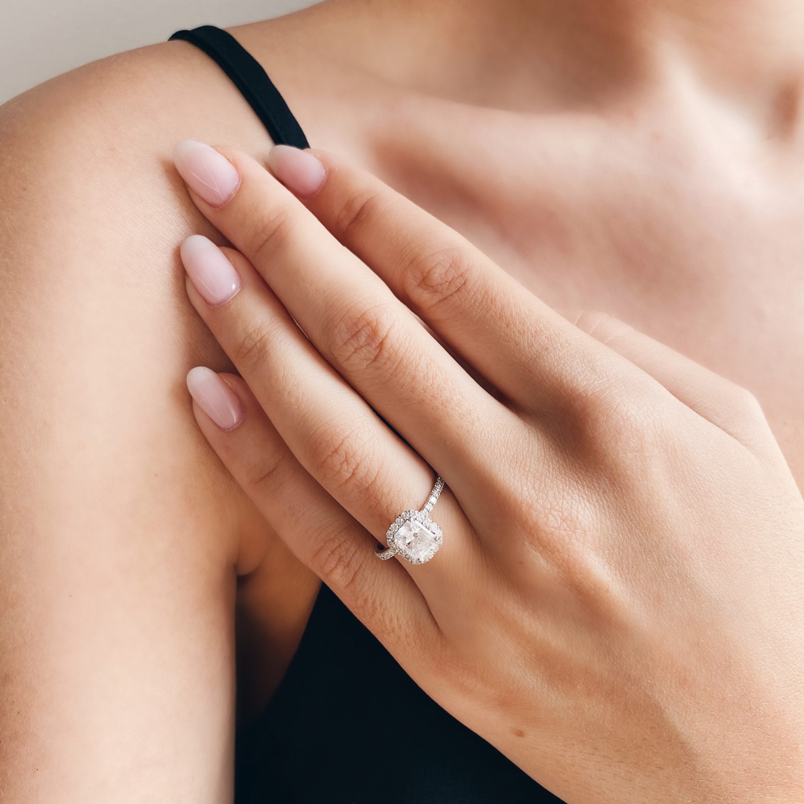 Radiant Halo & Pave Lab Grown Diamond Engagement Ring