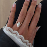 1.0 - 3.0 CT Moval Shaped Lab Grown Diamond Pave Style Engagement Ring