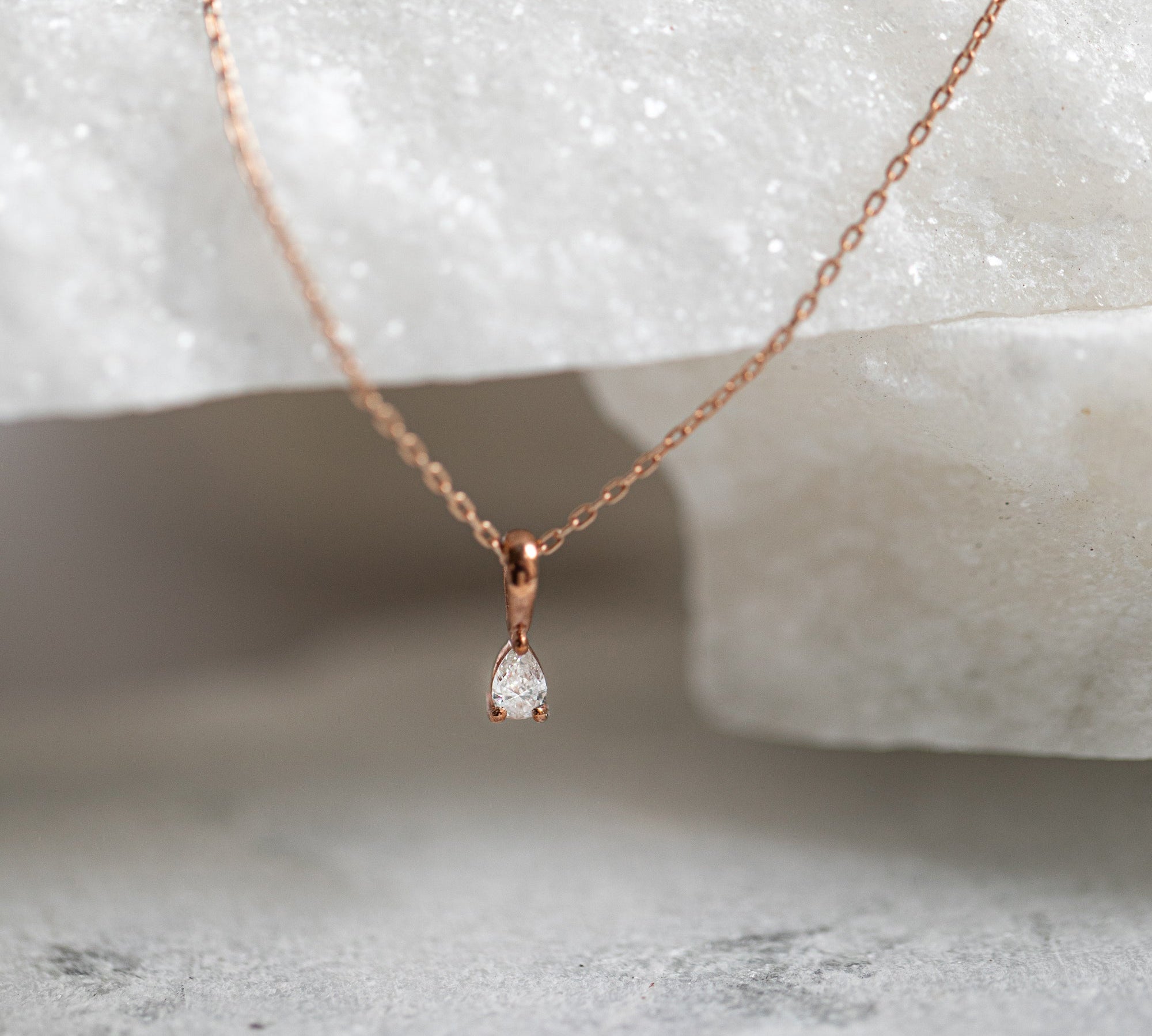 0.3 CT Pear Cut Solitaire Moissanite Necklace