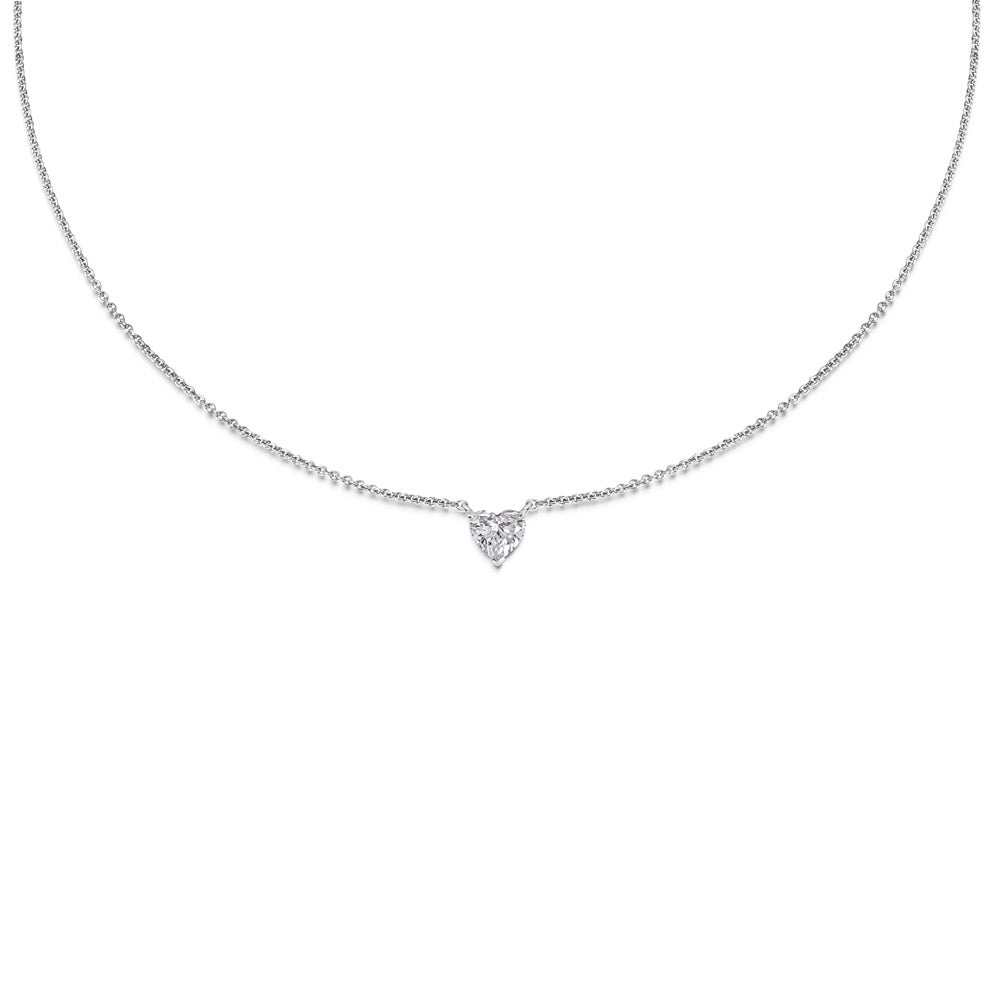 0.7 CT Heart Solitaire Lab Grown Diamond Necklace
