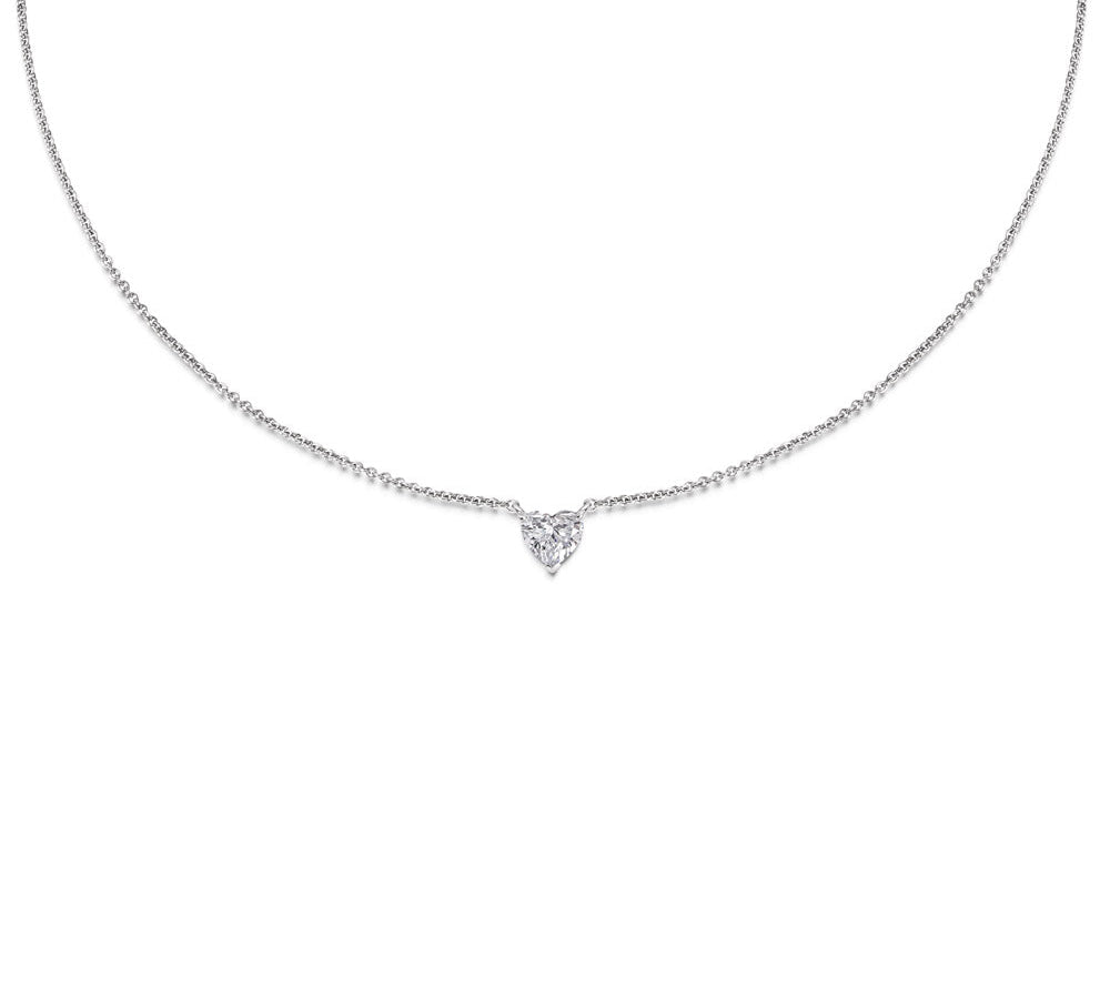 0.7 CT Heart Solitaire Lab Grown Diamond Necklace