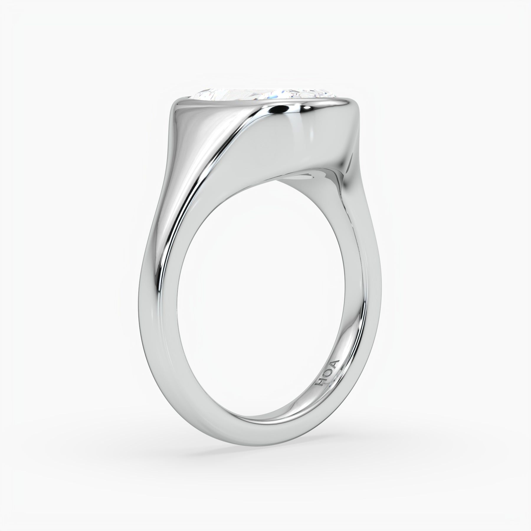 Bezel Emerald Lab Grown Diamond Engagement Ring: 2 CT