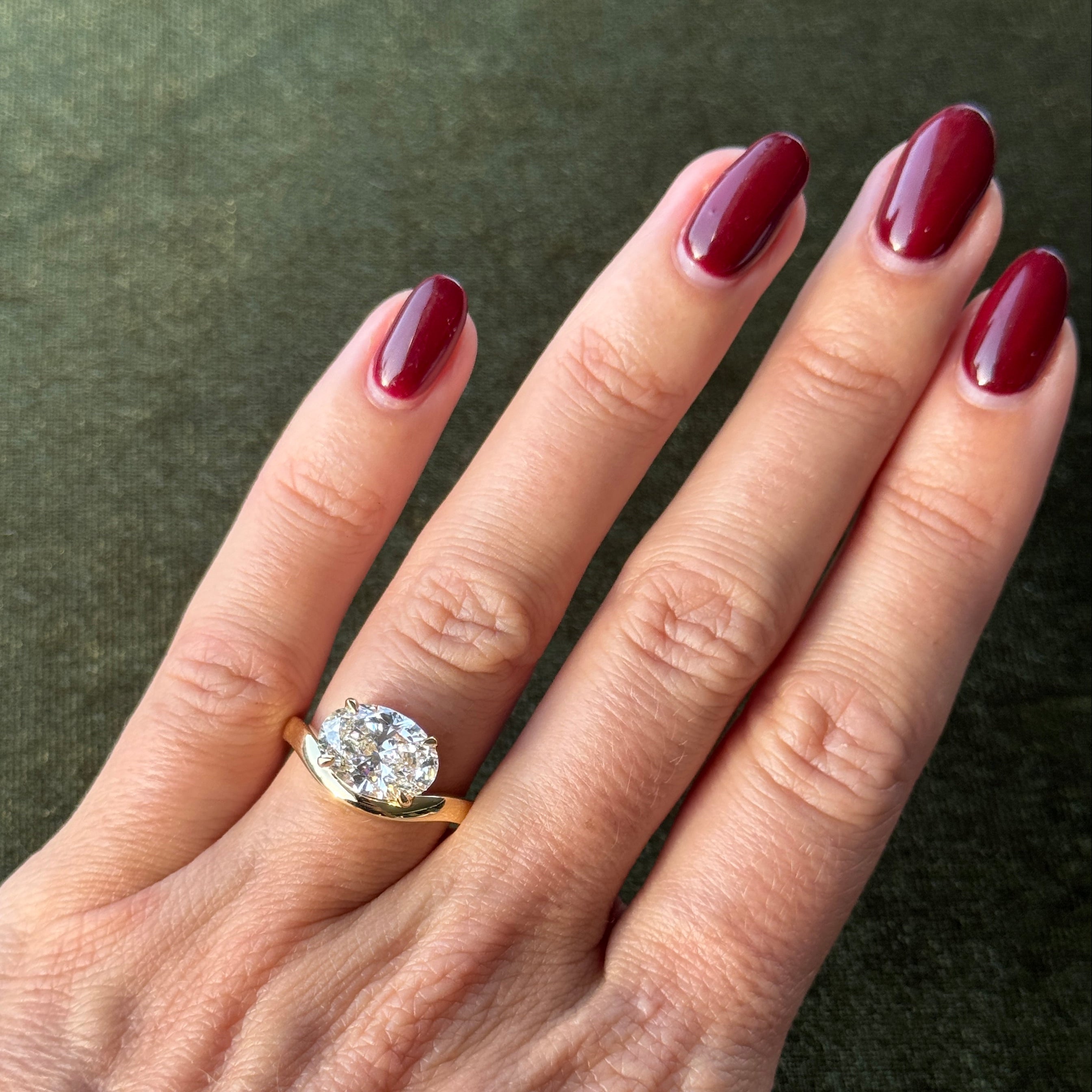 Bezel Emerald Lab Grown Diamond Engagement Ring: 2 CT