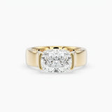 Bezel Emerald Lab Grown Diamond Engagement Ring: 2 CT