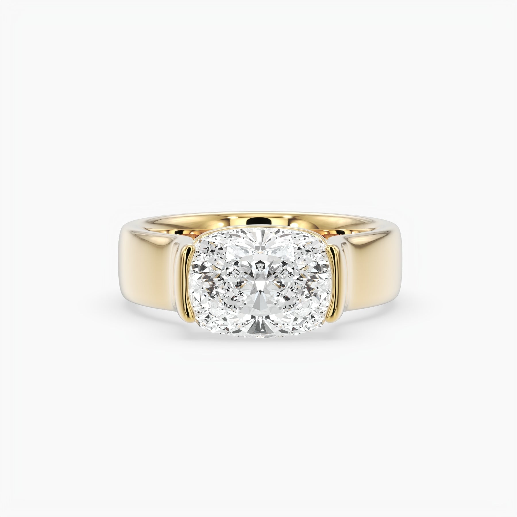 Bezel Emerald Lab Grown Diamond Engagement Ring: 2 CT