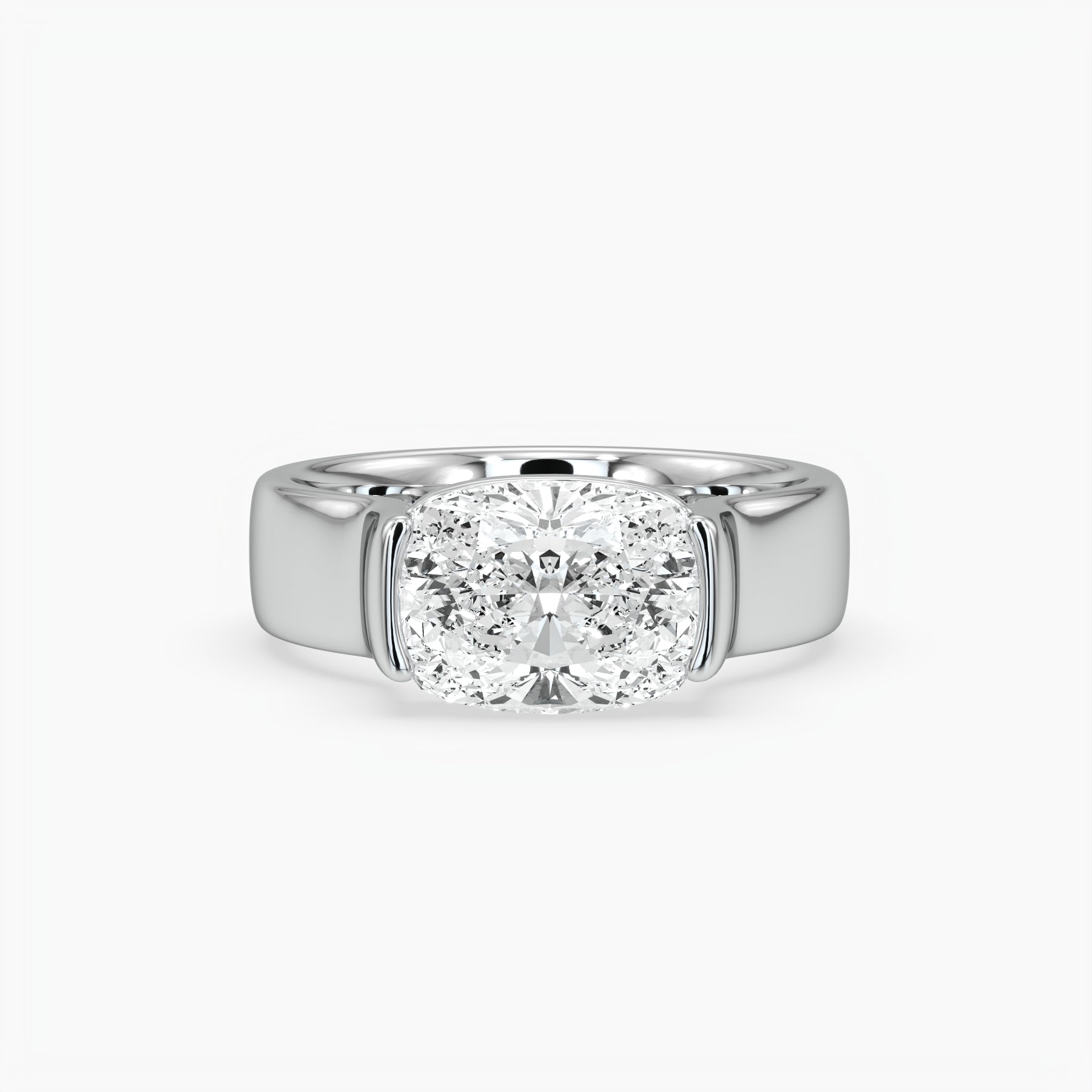 Bezel Emerald Lab Grown Diamond Engagement Ring: 2 CT
