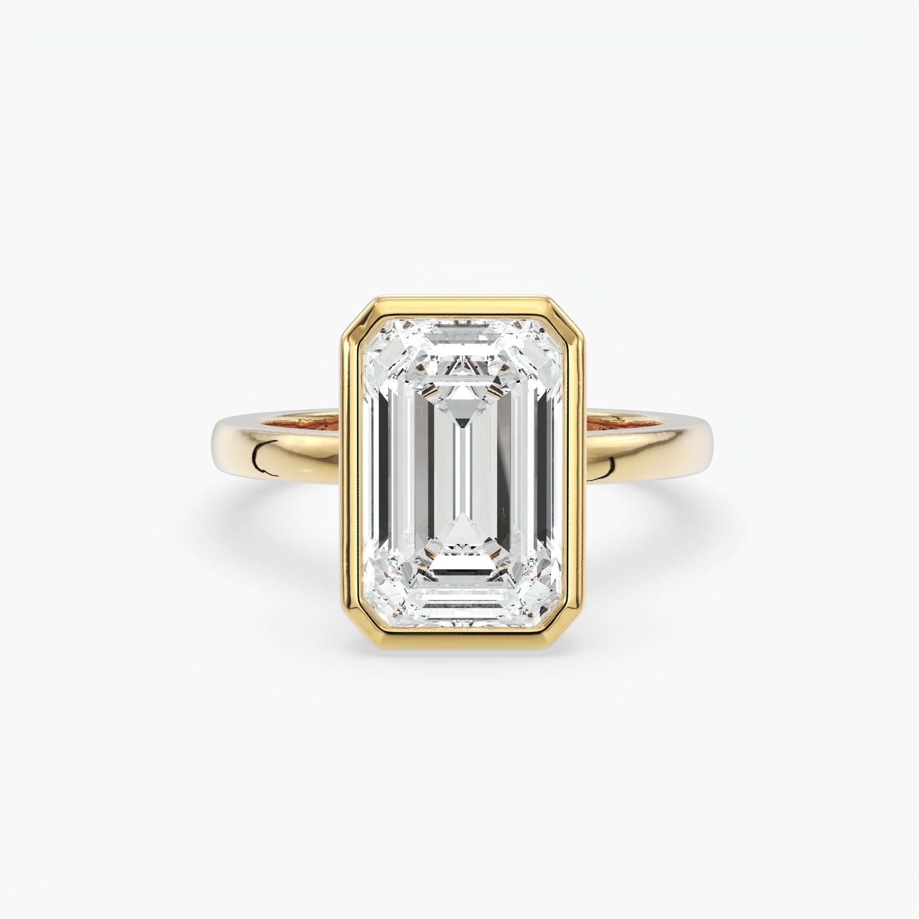 Bezel Emerald Lab Grown Diamond Engagement Ring: 2 CT