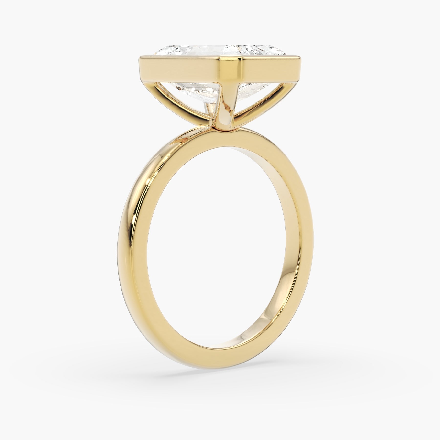 Bezel Emerald Lab Grown Diamond Engagement Ring: 2 CT