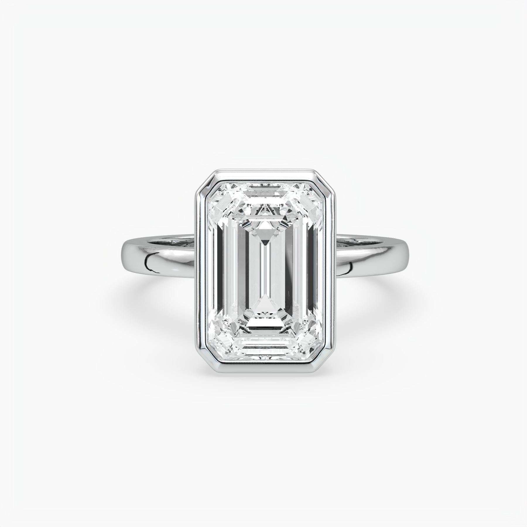 Bezel Emerald Lab Grown Diamond Engagement Ring: 2 CT