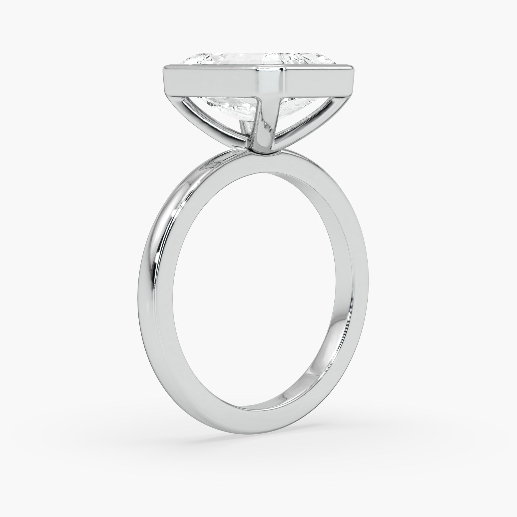Bezel Emerald Lab Grown Diamond Engagement Ring: 2 CT