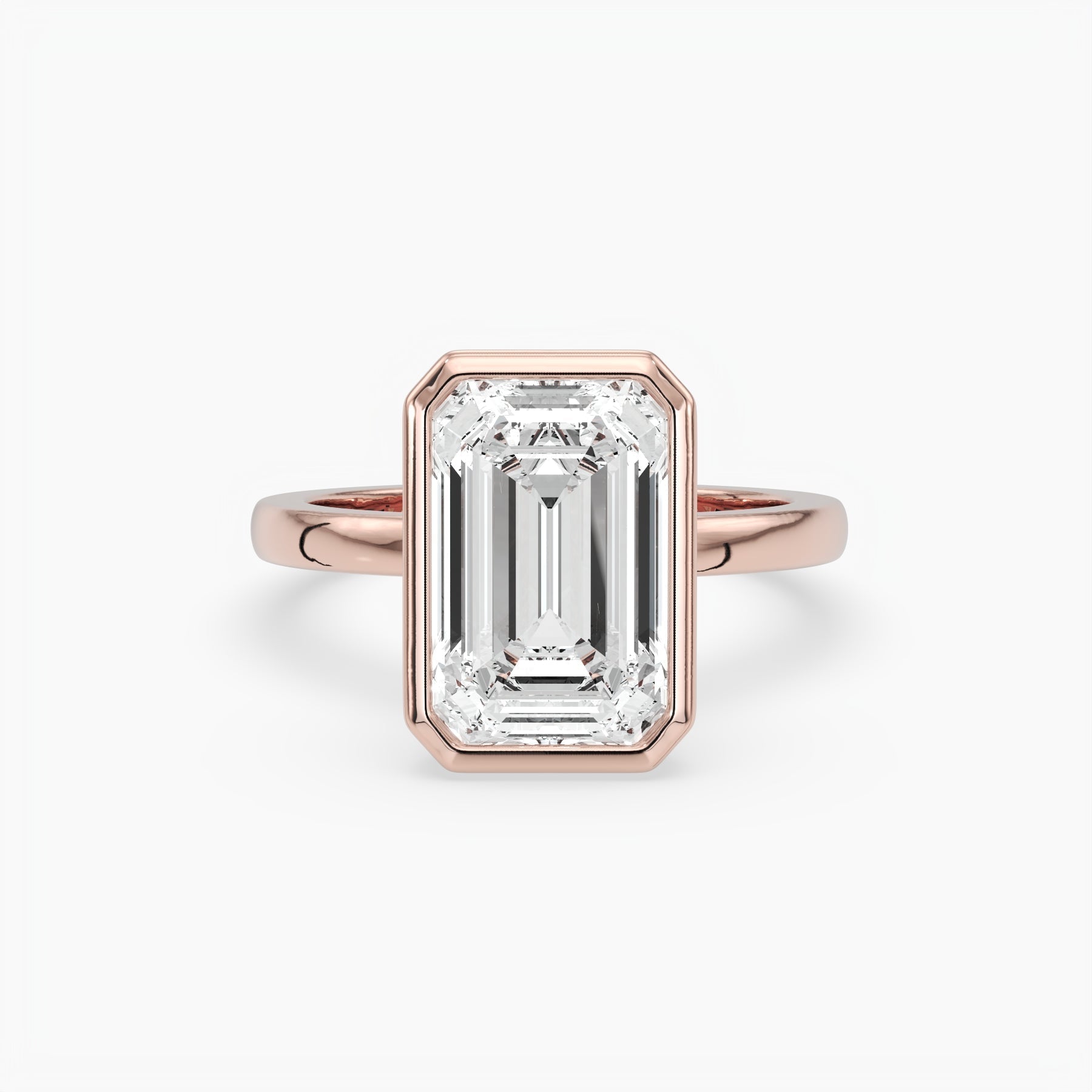 Bezel Emerald Lab Grown Diamond Engagement Ring: 2 CT