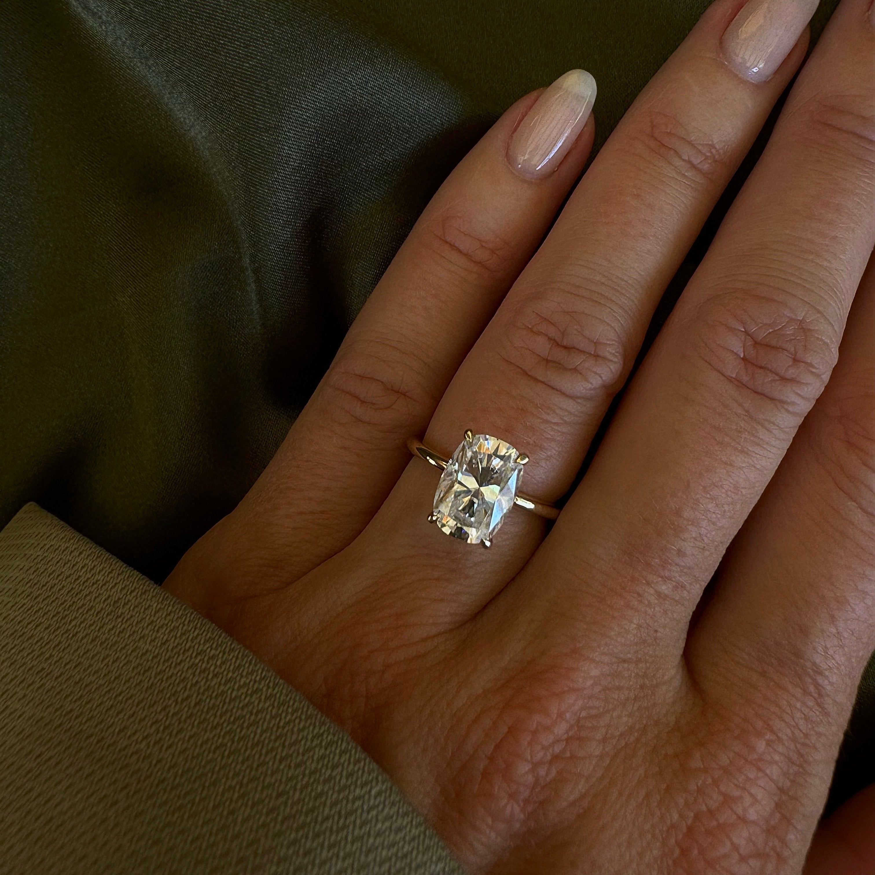 Bezel Emerald Lab Grown Diamond Engagement Ring: 2 CT