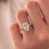 Margot Robbie – Inspired 1.5 Carat Pear Cut Pave Lab Grown Diamond Engagement Ring