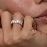 1.60 TCW Oval Half Eternity Moissanite Wedding Band