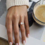 Emerald Hidden Halo Lab Grown Diamond Engagement Ring