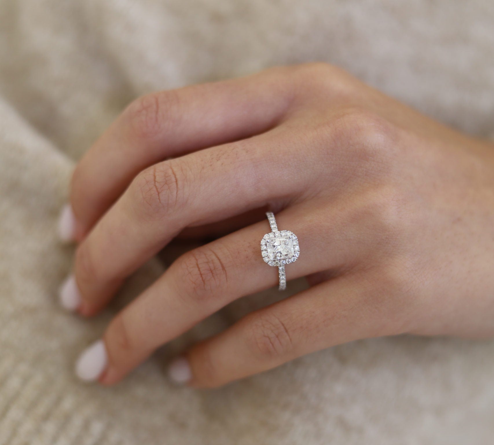 Radiant Halo & Pave Lab Grown Diamond Engagement Ring