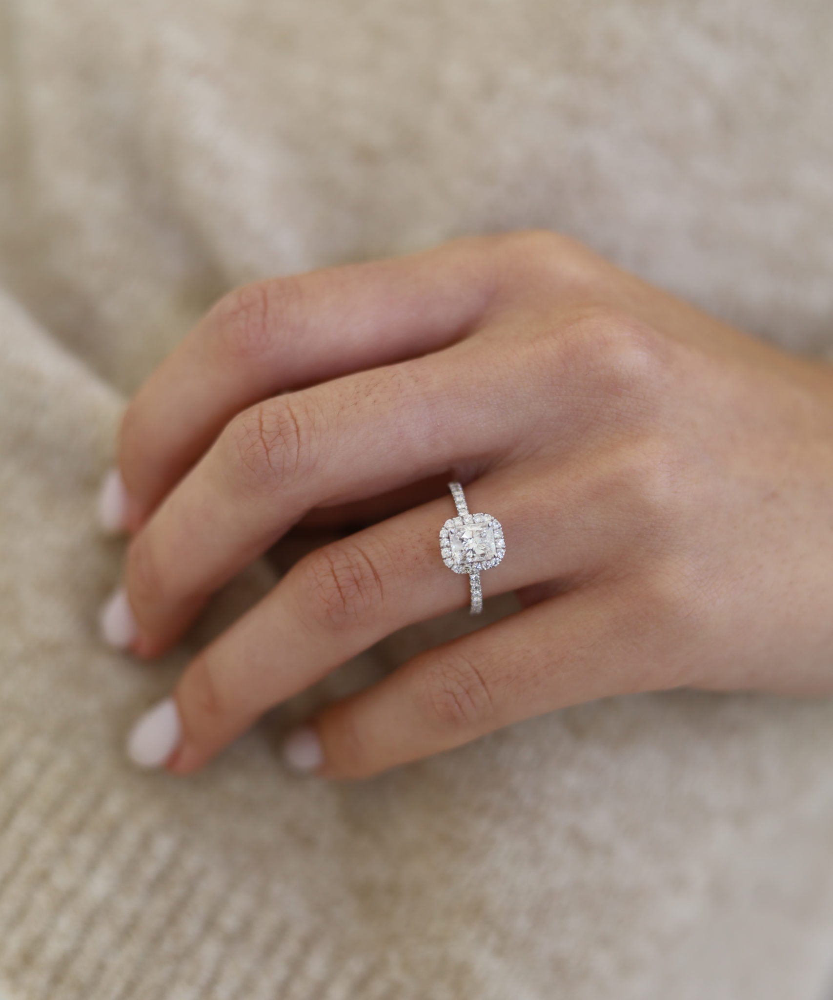 Radiant Halo & Pave Lab Grown Diamond Engagement Ring