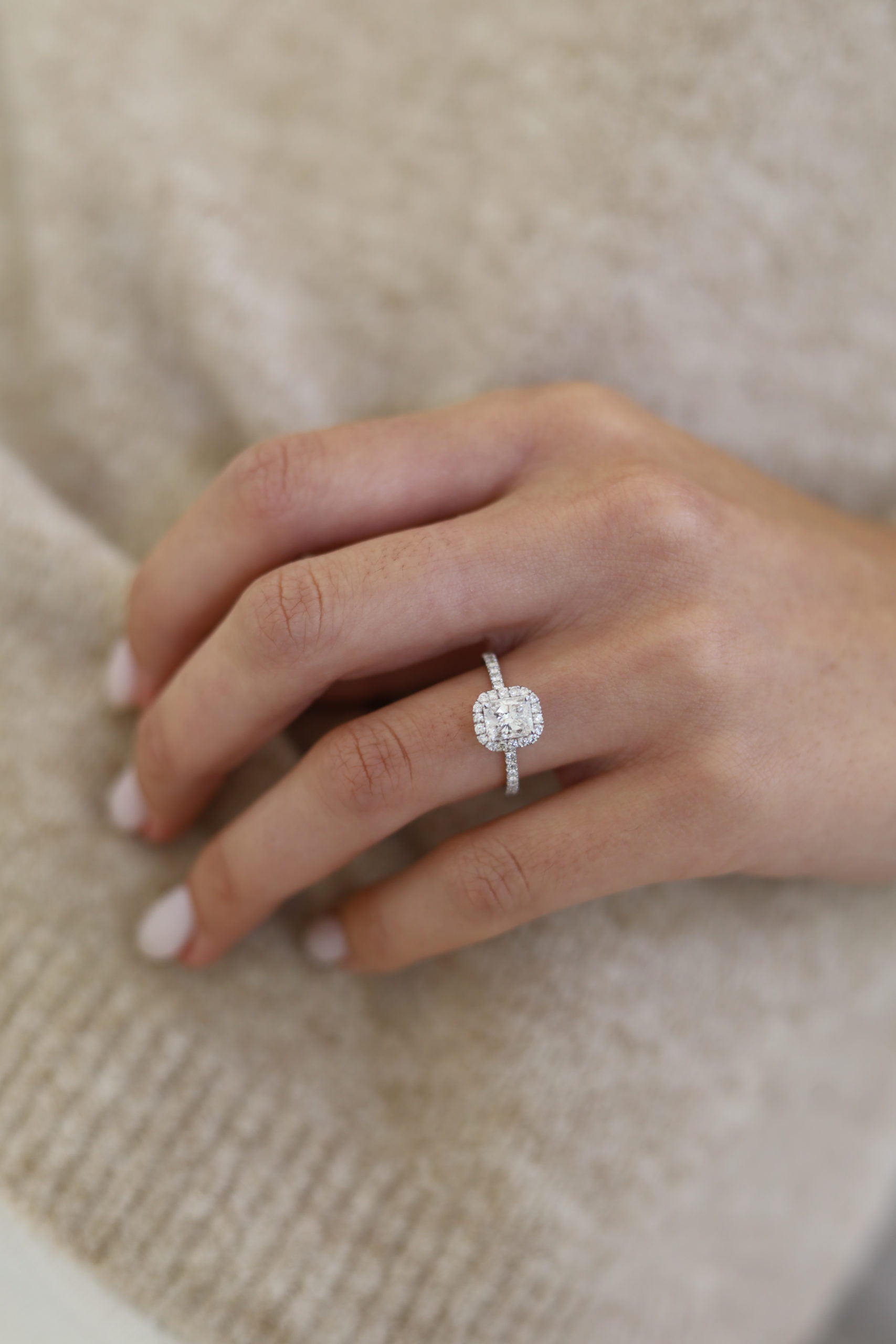 Radiant Halo & Pave Lab Grown Diamond Engagement Ring