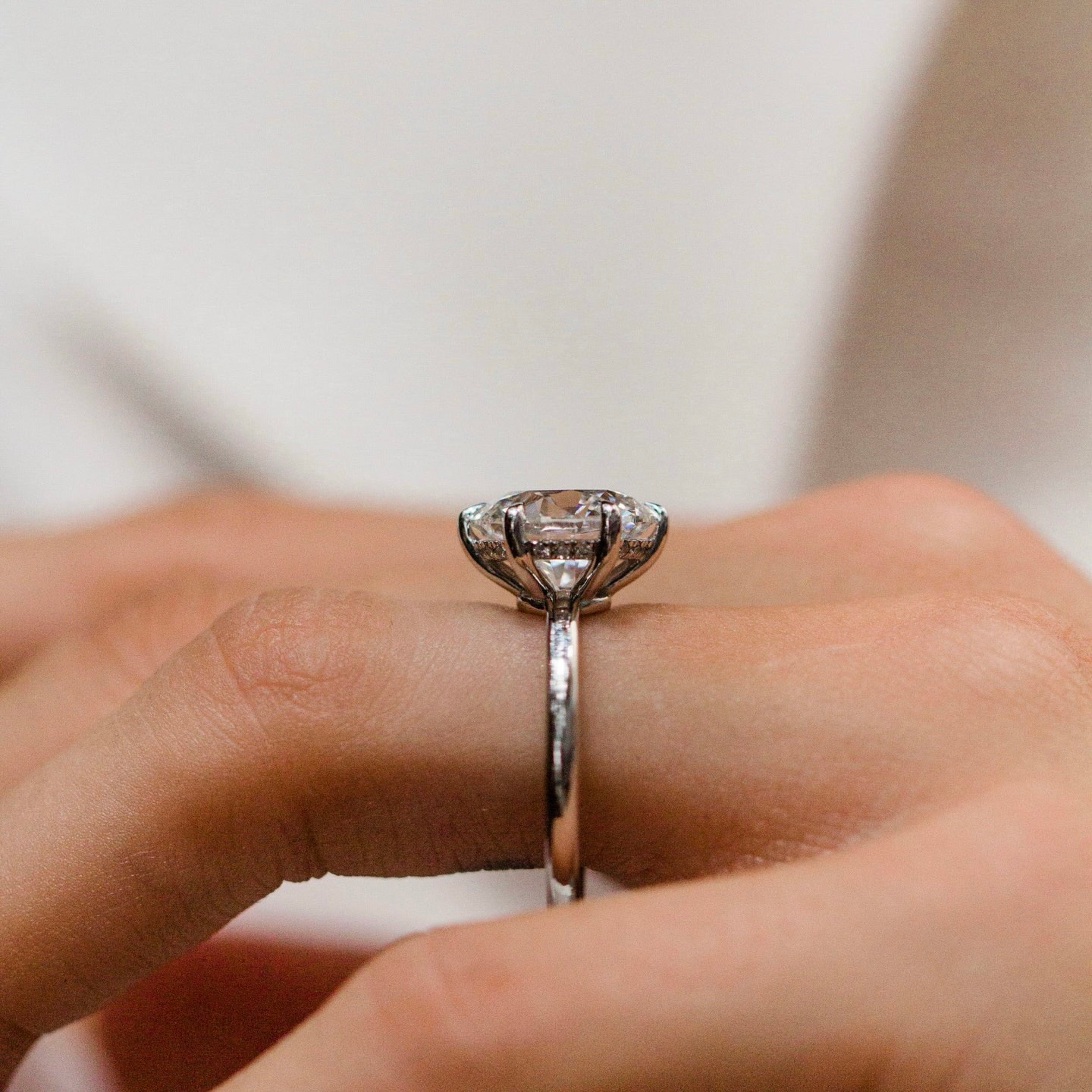 3.5 CT Round Lab Grown Diamond Hidden Halo Engagement Ring
