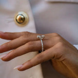 Oval Lab Grown Diamond Hidden Halo Engagement Ring