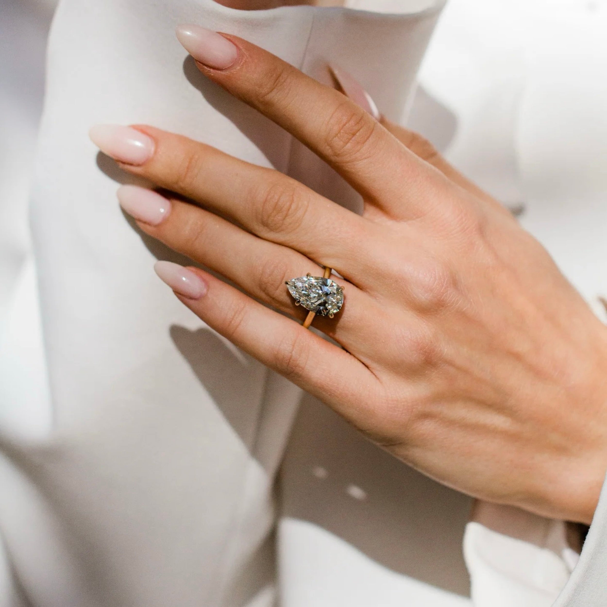 4 CT Pear Shaped Lab Grown Diamond Solitaire Engagement Ring