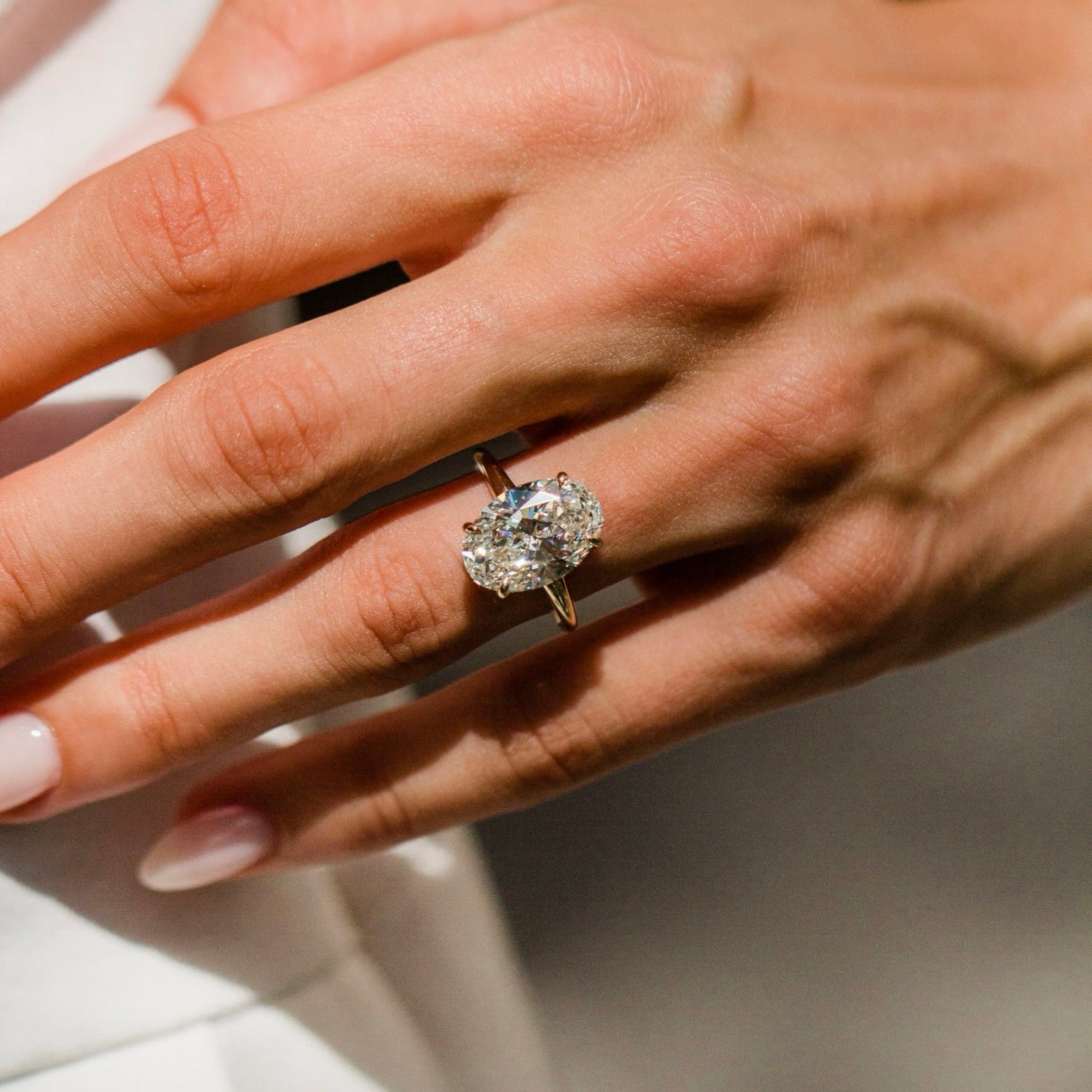 4 CT Oval Shaped Lab Grown Diamond Solitaire Engagement Ring