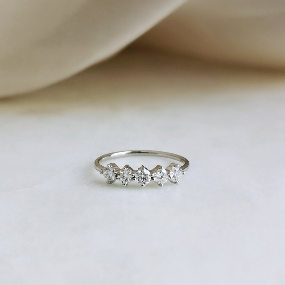 0.50 CT Round 5 Stones Lab Grown Diamond Wedding Band
