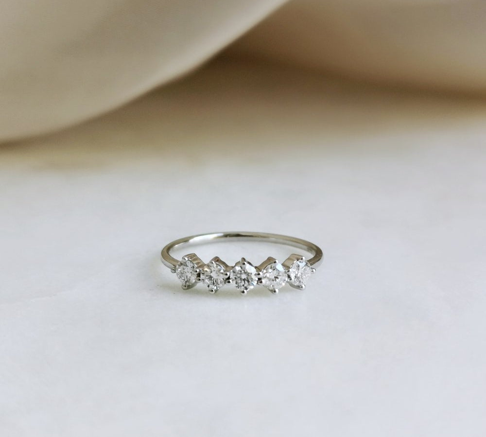 0.50 CT Round 5 Stones Lab Grown Diamond Wedding Band