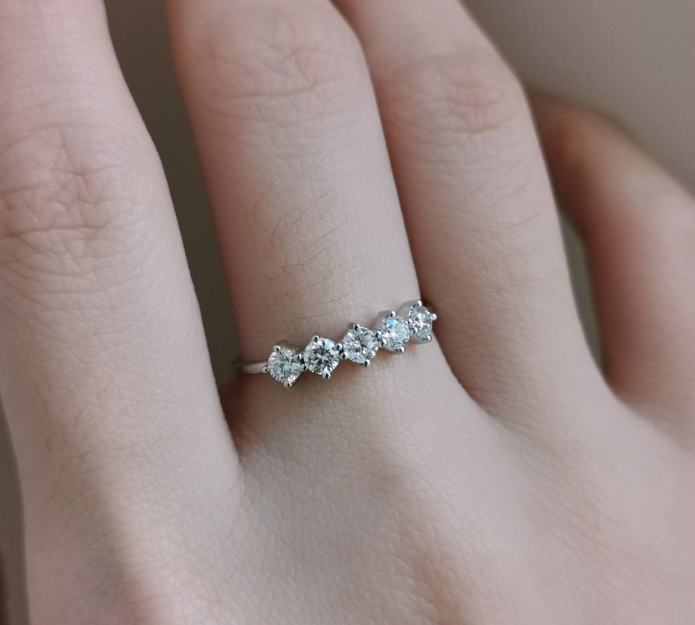 0.50 CT Round 5 Stones Lab Grown Diamond Wedding Band