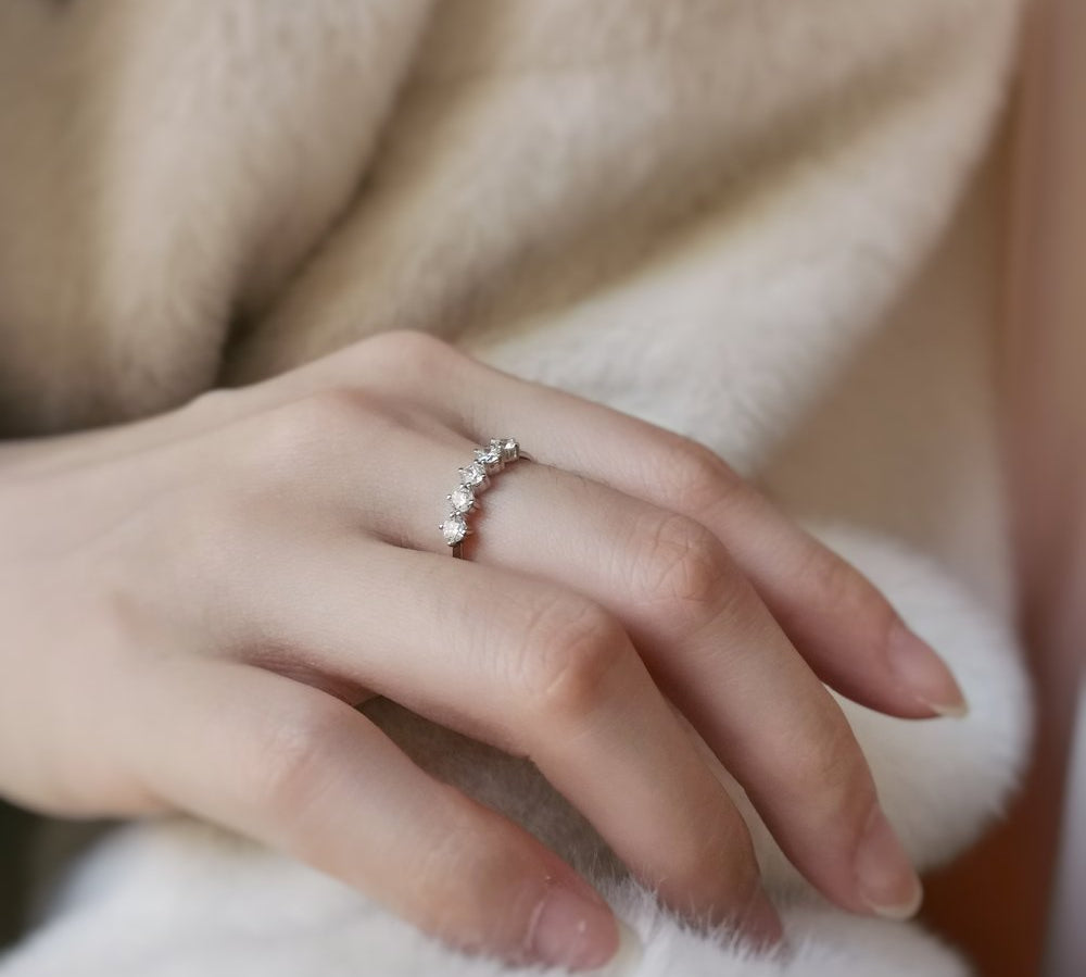 0.50 CT Round 5 Stones Lab Grown Diamond Wedding Band