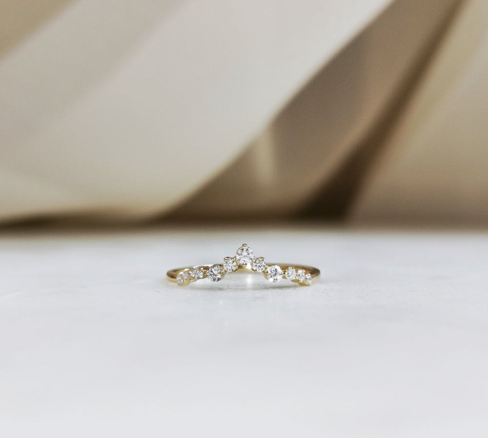 0.16 CT Round Curved Lab Grown Diamond Wedding Band