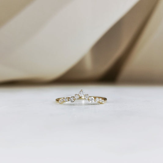 0.16 CT Round Curved Lab Grown Diamond Wedding Band