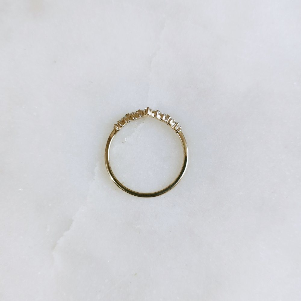 0.16 CT Round Curved Lab Grown Diamond Wedding Band