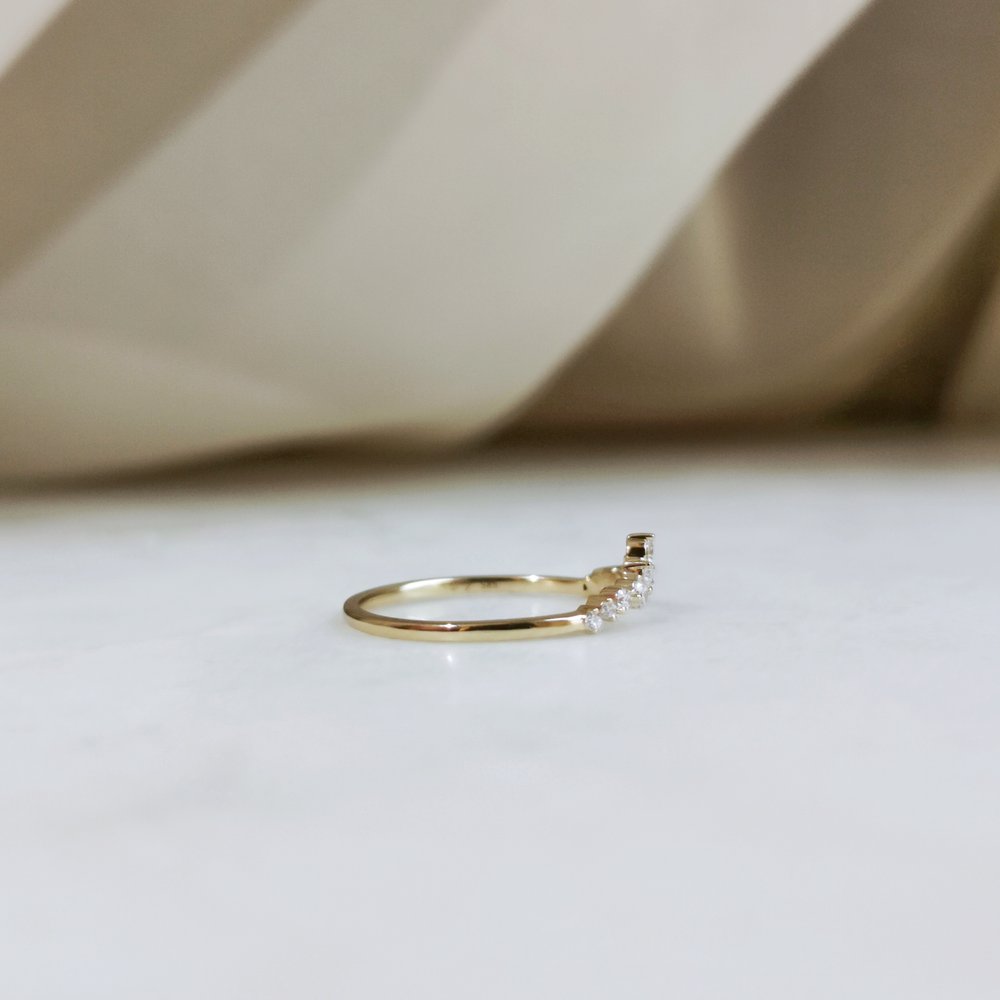 0.16 CT Round Curved Lab Grown Diamond Wedding Band