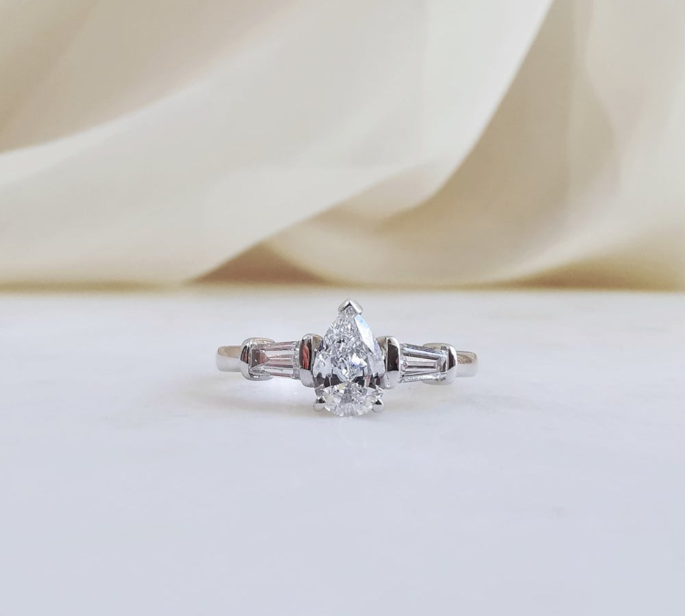 0.50 CT Pear Three Stones Lab Grown Diamond Engagement Ring