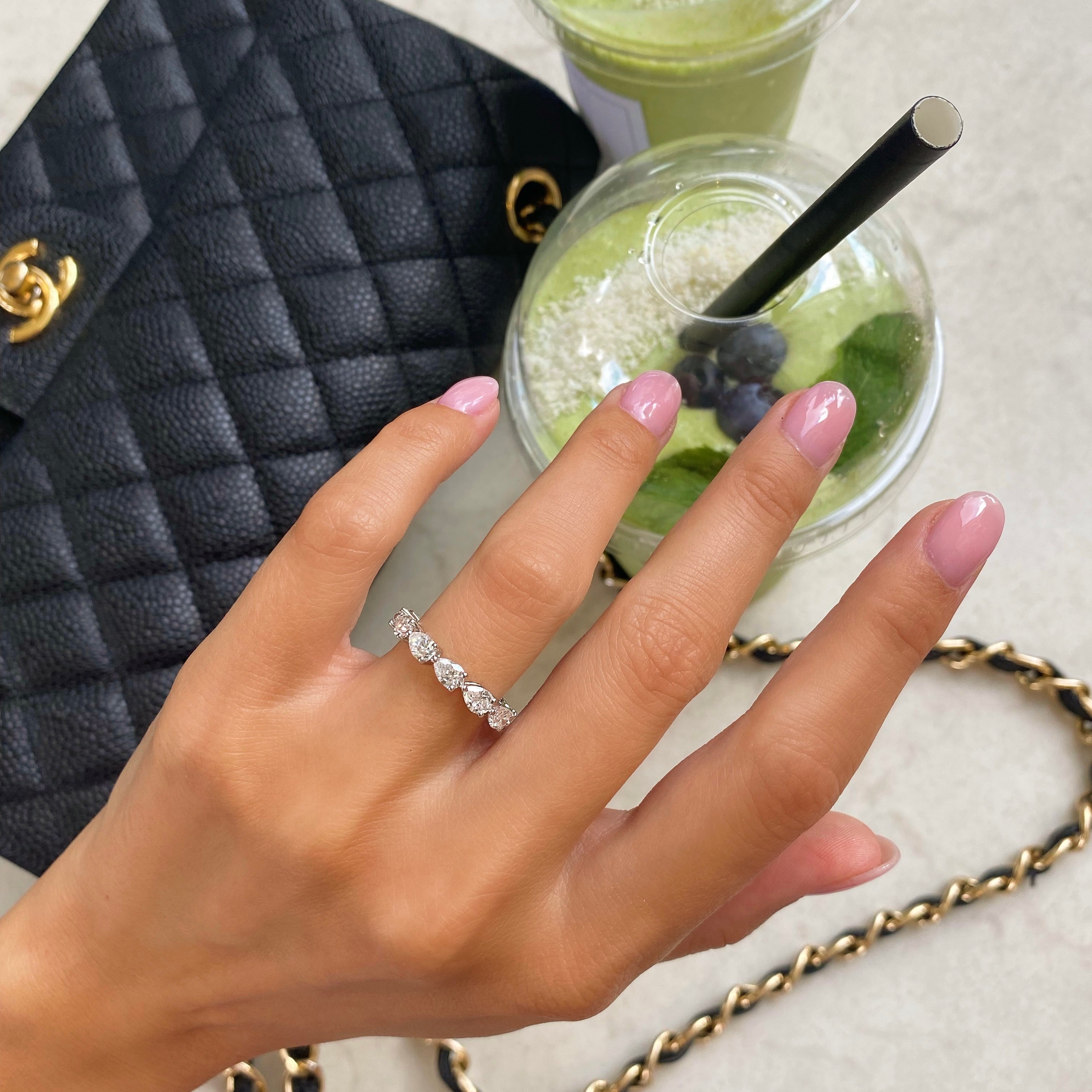 2 CT Pear Full Eternity Lab Grown Diamond Wedding Band