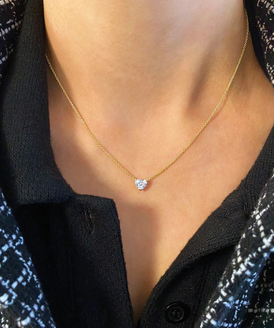 0.7 CT Heart Solitaire Lab Grown Diamond Necklace