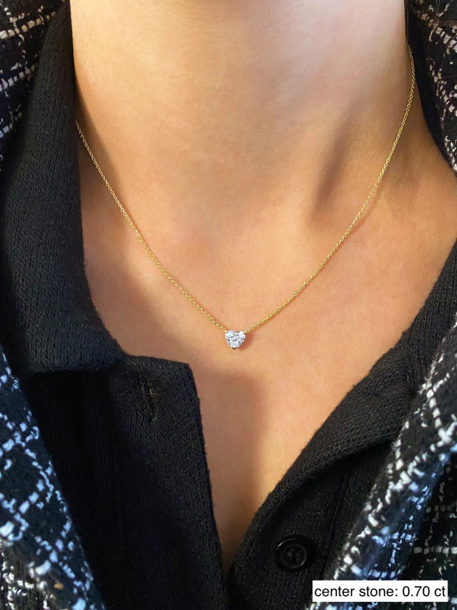 0.7 CT Heart Solitaire Lab Grown Diamond Necklace