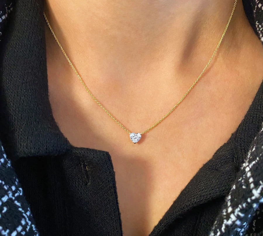 0.7 CT Heart Solitaire Lab Grown Diamond Necklace