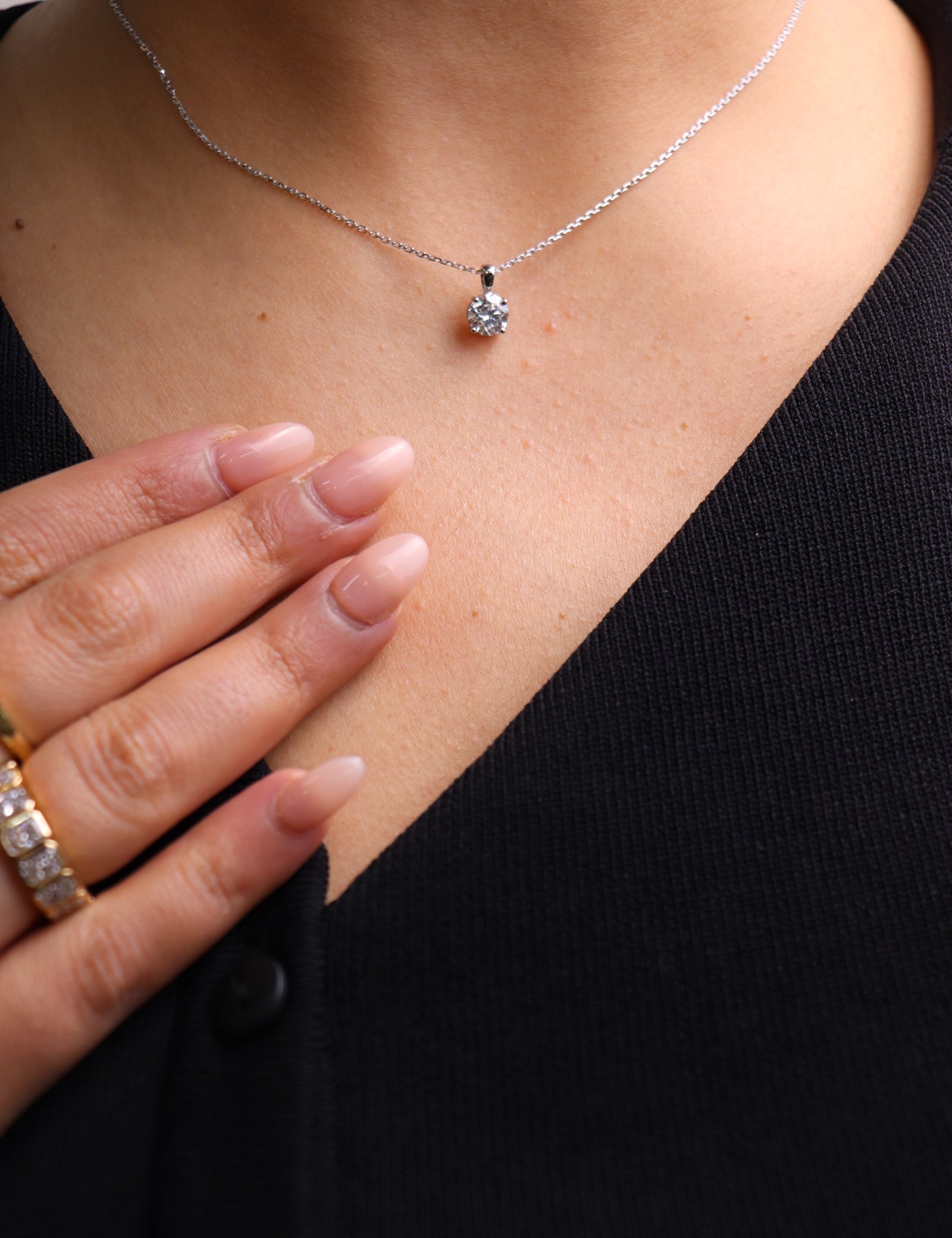 0.3 CT Round Cut Solitaire Moissanite Necklace