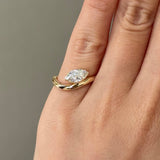 0.71 CT Marquise Half Bezel Curved Solitaire Lab-Grown Diamond Engagement Ring