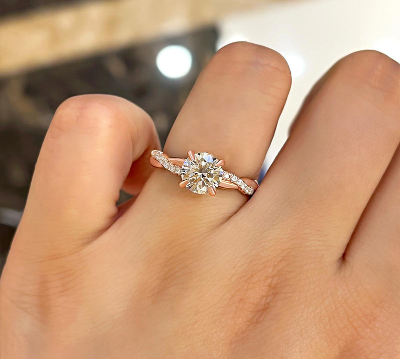 Round Twisted Pave Lab Grown Diamond Engagement Ring